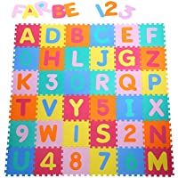 Yorbay Alfombra Puzzle para Niños Bebe Infantil- esteras de 32x32 cm- 36 Piezas Numeros 0 al 9 y 26 Letras en Espuma EVA…